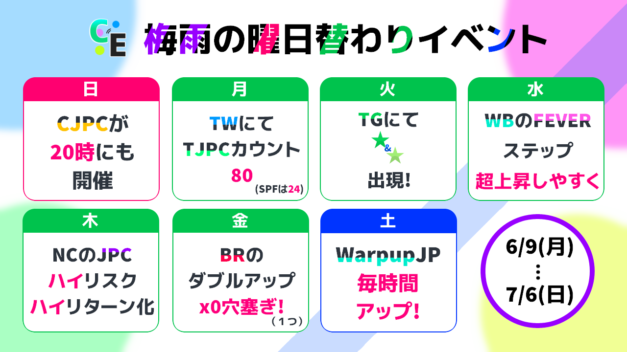 6月9日より開催「梅雨の曜日替わりイベント」 - Colorant Echo