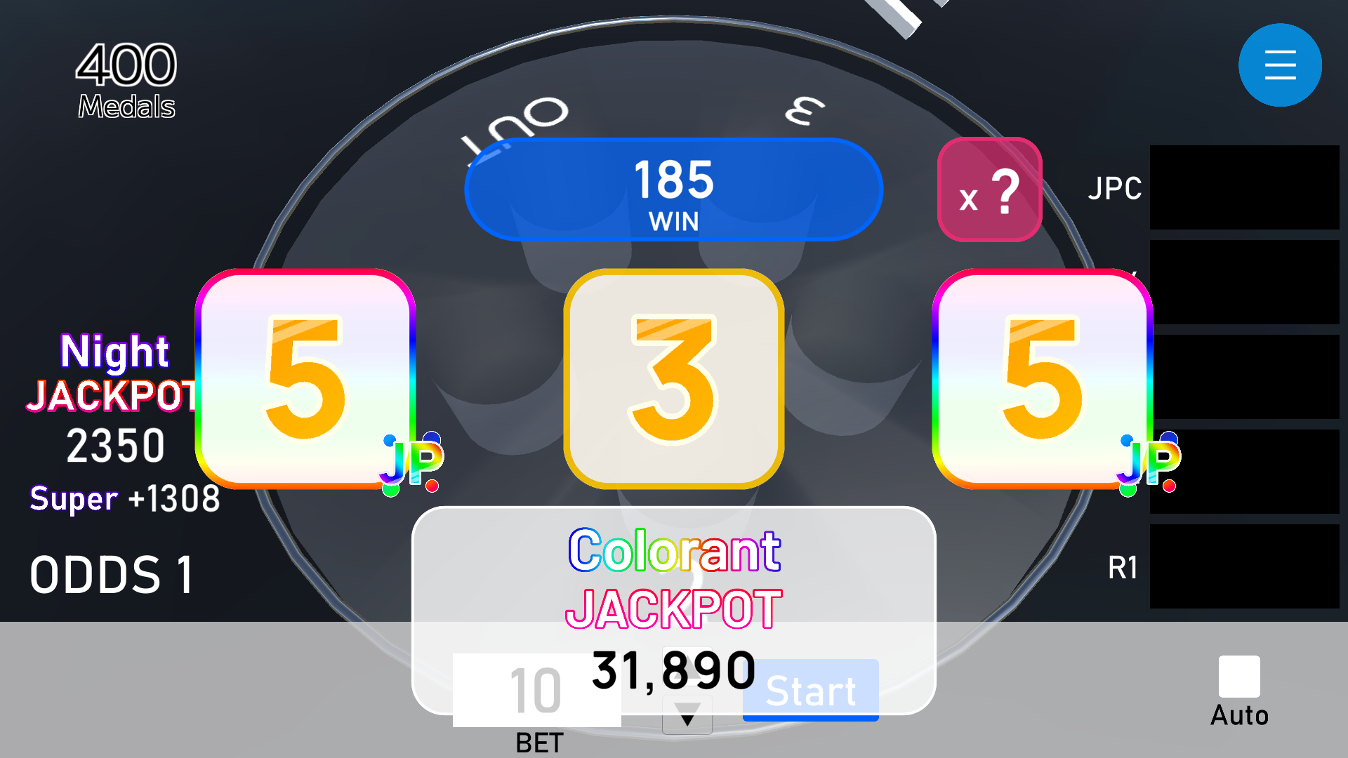 ColorantJACKPOTCHANCEの様子