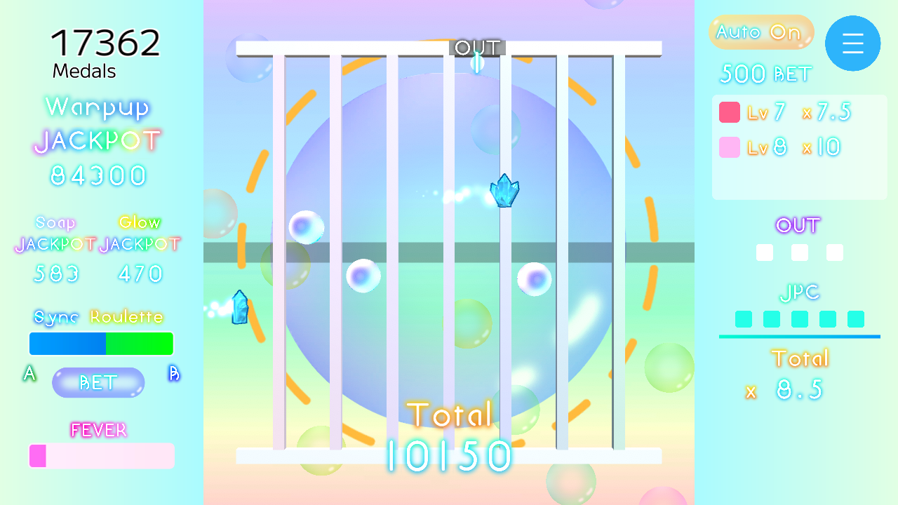 Warpup Bubbleのメイン画面２